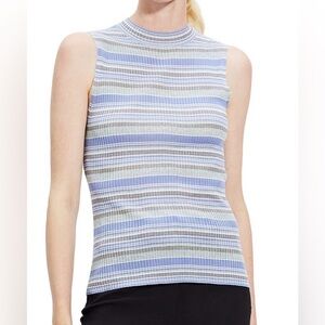 THEORY 💯 Silk Horizontal Striped Knit Shell Mockneck tank grunge office street S